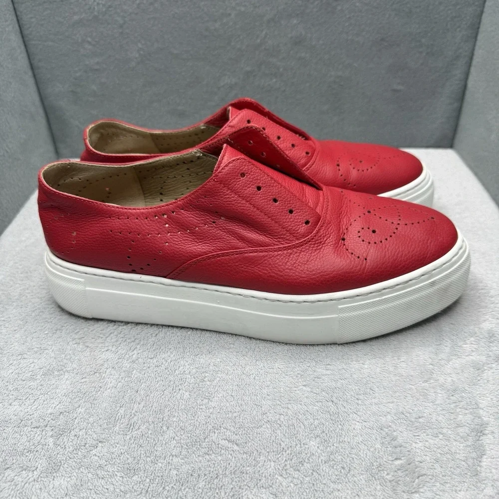 Fratelli Rossetti Hobo Sport Women's 38 Red Leather Platform Slip On Sneakers - Picture 2 of 9